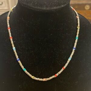 Ann Taylor Loft Silver Tone Multicolored Collar Statement Necklace